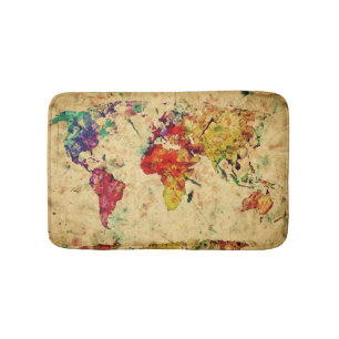 Vintage Weltkarte Badematte