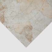 Vintage Weltkarte Blassblaue Landschaft Seidenpapier (Ausschnitt)