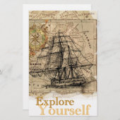 Vintage Weltkarte Briefpapier (Vorne/Hinten)