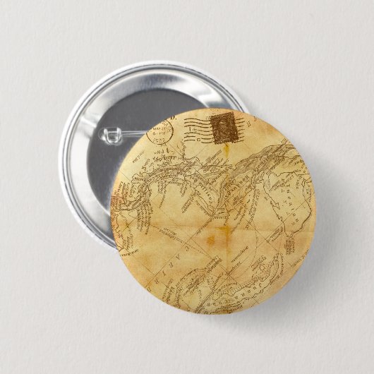 Vintage Weltkarte Button (Vorne & Hinten)