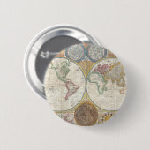 Vintage WELTKARTE Button (Vorne & Hinten)