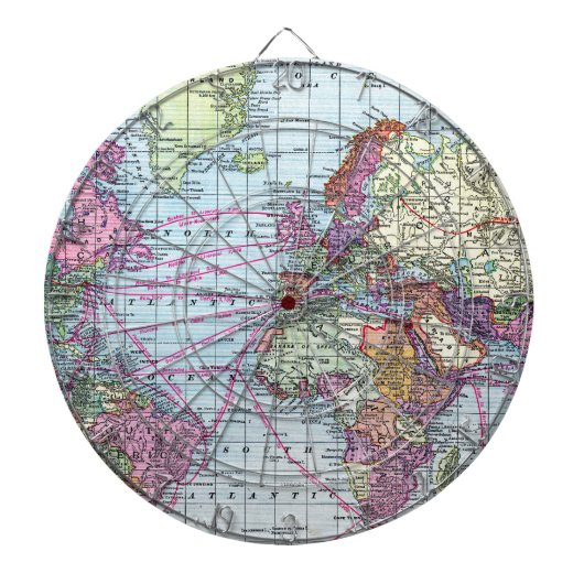 Vintage Weltkarte Dartscheibe (vorne)
