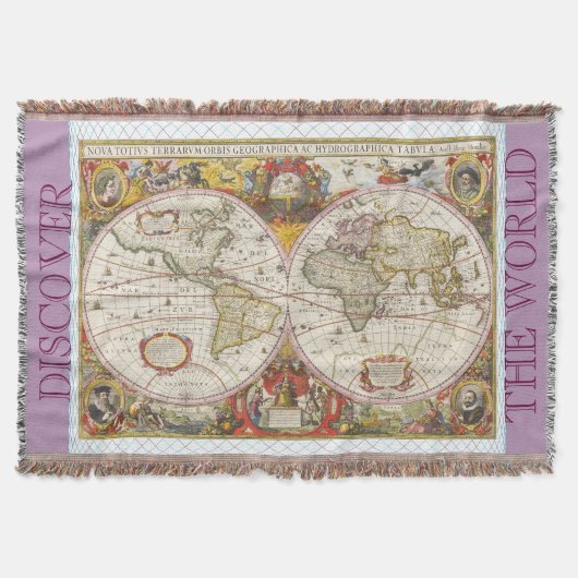 Vintage Weltkarte Decke (Vorderseite)