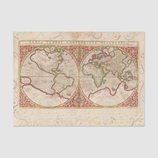 Vintage Weltkarte - Dekoute Seidenpapier (Vorderseite)