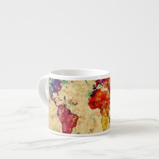 Vintage Weltkarte Espressotasse (Vorderseite Links)