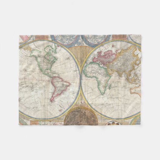 Vintage WELTKARTE Fleecedecke (Vorderseite (Horizontal))