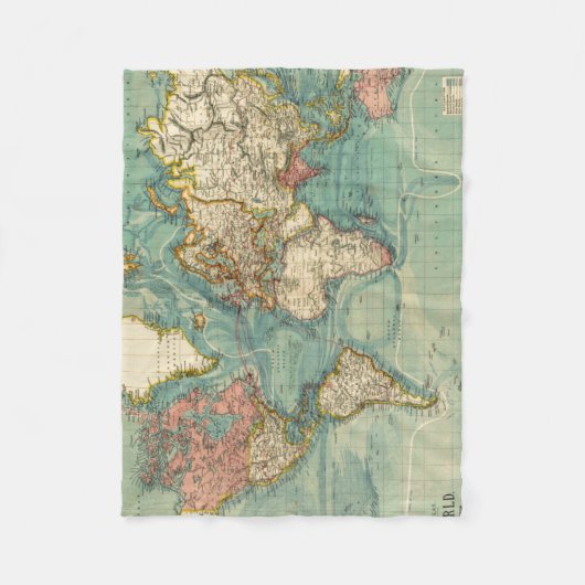 Vintage Weltkarte Fleecedecke (Vorderseite)