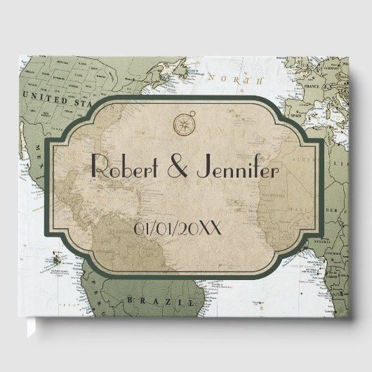 Vintage Weltkarte Gästebuch (Vorderseite)