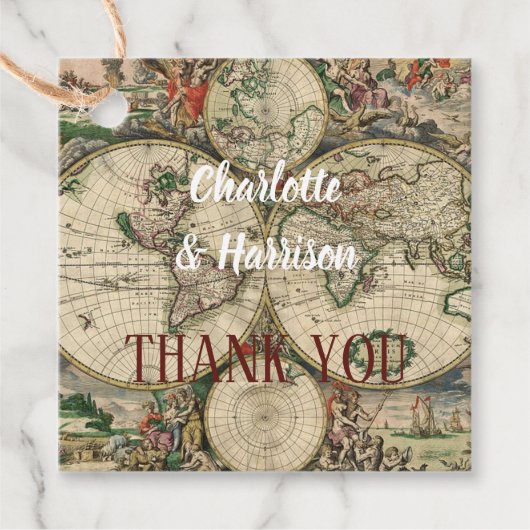 Vintage Weltkarte Geschenkanhänger (Vorderseite)