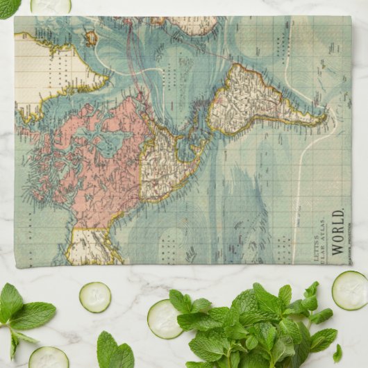 Vintage Weltkarte Geschirrtuch (Gefaltet)