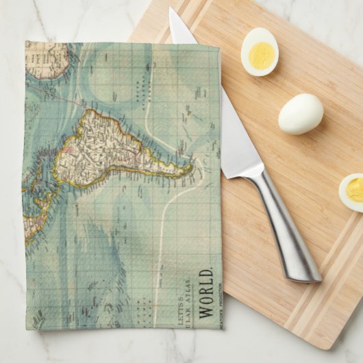 Vintage Weltkarte Geschirrtuch (Viertel Falte)