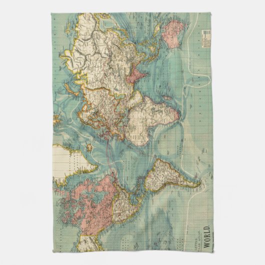 Vintage Weltkarte Geschirrtuch (Vertikal)
