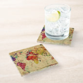 Vintage Weltkarte Glasuntersetzer (Schrägansicht)