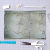 Vintage Weltkarte Gold Grau Blau Seidenpapier (Handwerk)