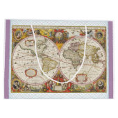 Vintage Weltkarte Große Geschenktüte (Rückseite)