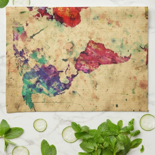 Vintage Weltkarte Handtuch (Gefaltet)