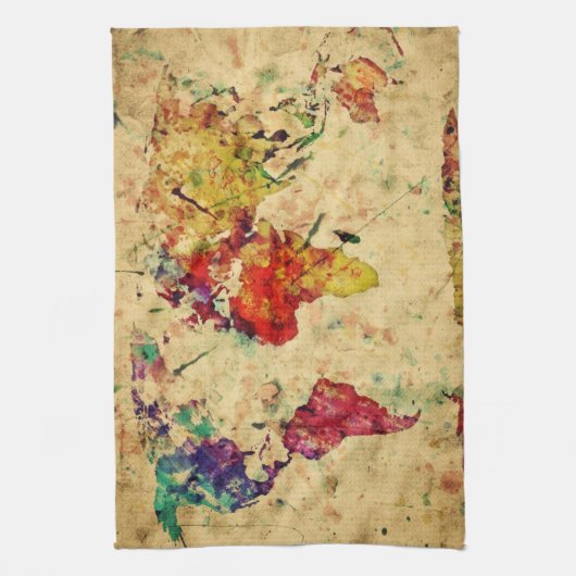 Vintage Weltkarte Handtuch (Vertikal)