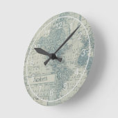 Vintage Weltkarte Ihren eigenen Namen anpassen Runde Wanduhr (Winkel)