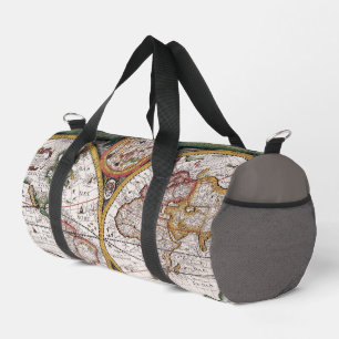 Vintage Weltkarte in Braun und Grau Duffle Bag