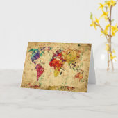 Vintage Weltkarte Karte (Gelbe Blume)