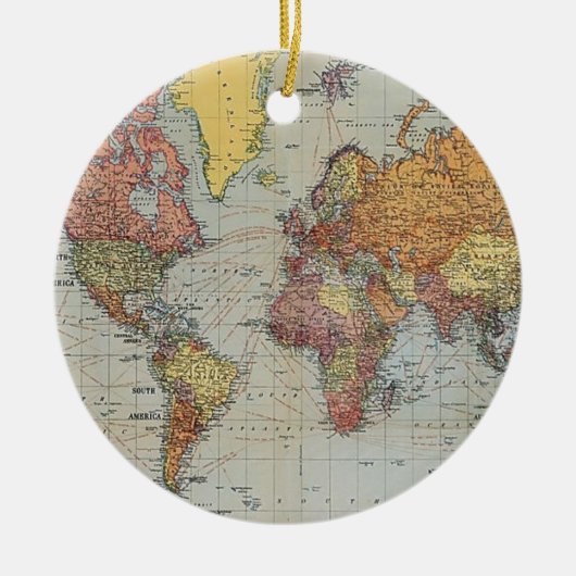 Vintage Weltkarte Keramik Ornament (Vorne)