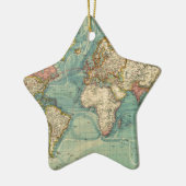 Vintage Weltkarte Keramik Ornament (Links)