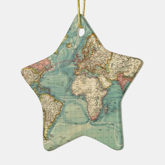 Vintage Weltkarte Keramik Ornament (Links)