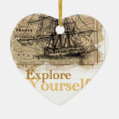 Vintage Weltkarte Keramikornament (Vorne)