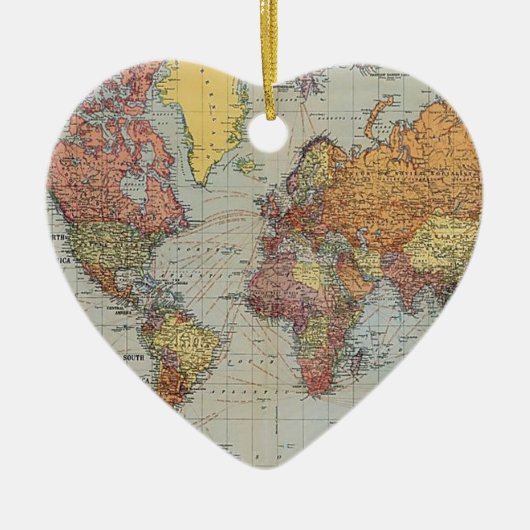 Vintage Weltkarte Keramikornament (Vorne)