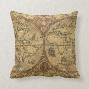 Vintage Weltkarte Kissen