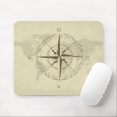 Vintage Weltkarte / Kompass Mousepad (Mit Mouse)