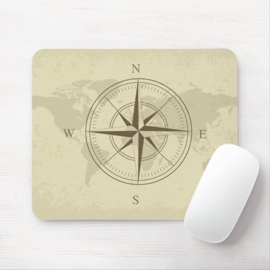 Vintage Weltkarte / Kompass Mousepad (Mit Mouse)