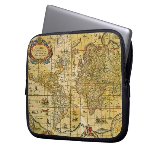 Vintage Weltkarte Laptopschutzhülle (Vorderseite Links)
