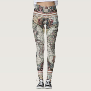 Vintage-Weltkarte-Leggings Leggings