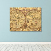 Vintage Weltkarte Leinwanddruck (Insitu (Holzboden))