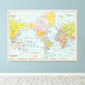 Vintage Weltkarte Leinwanddruck (Insitu (Holzboden))
