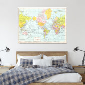 Vintage Weltkarte Leinwanddruck (Insitu (Schlafzimmer))