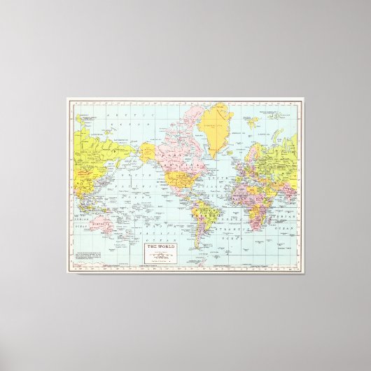 Vintage Weltkarte Leinwanddruck (Vorderseite)