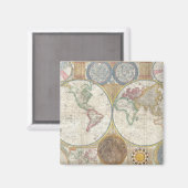 Vintage WELTKARTE Magnet (Vorderseite/Rückseite)