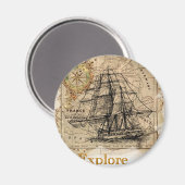 Vintage Weltkarte Magnet (Vorderseite/Rückseite)