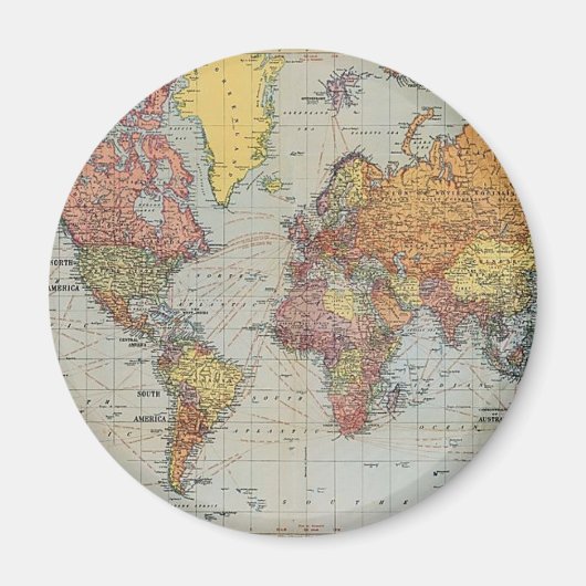 Vintage Weltkarte Magnet (Vorne)