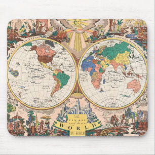 Vintage-Weltkarte-Mauspad – Retro-Abenteuer-Schrei Mousepad