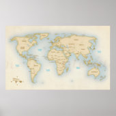 Vintage Weltkarte mit Ländern Poster (Vorne)
