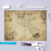 Vintage Weltkarte mit Verkehr Französisch Seidenpapier (Handwerk)