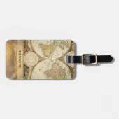 Vintage Weltkarte | Name und Kontaktinformationen Gepäckanhänger (Vorderseite horizontal)