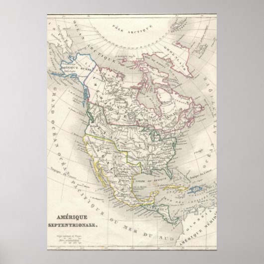 Vintage Weltkarte Nord- und Lateinamerika Poster (Vorne)