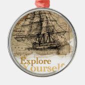 Vintage Weltkarte Ornament Aus Metall (Vorne)