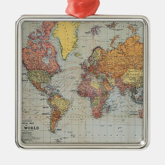 Vintage Weltkarte Ornament Aus Metall (Vorne)