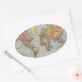 Vintage Weltkarte Ovaler Aufkleber (Umschlag)