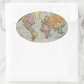 Vintage Weltkarte Ovaler Aufkleber (Tasche)
